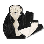 Men's fleece leisure suit with hooded jacket and thermo jogging pants