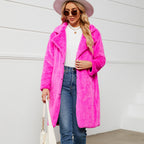 Elegant Faux Fur Coat with Deep Collar