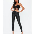 Women's Faux Leather Leggings with Zipper