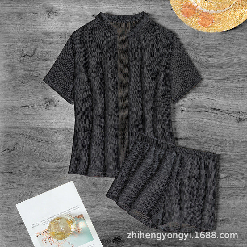 Women's Leisure Suit with Airy Knit Design