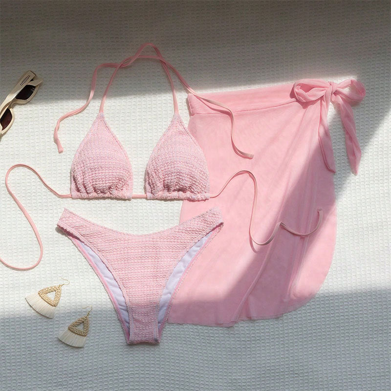 Women's Swimsuit Set with Lace Details and Wrap Skirt