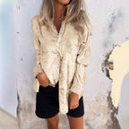 Elegant Metallic Long-Sleeve Blouse