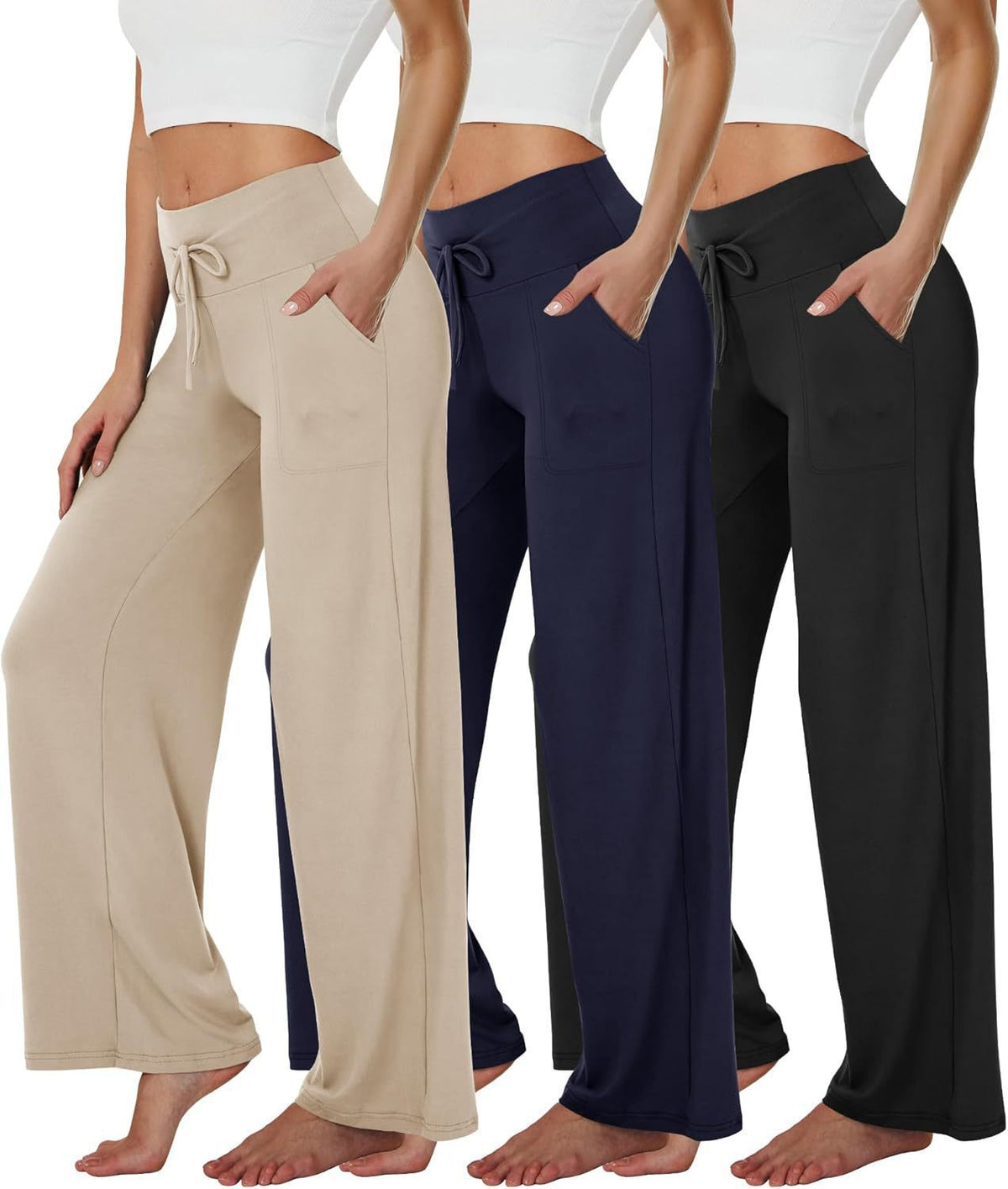 Women's Comfortable Wide-Leg Casual Pants with Drawstring