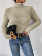 Fine Knit Sweater with Mock Neck