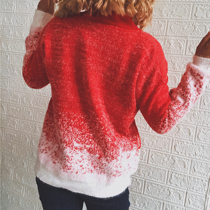 Women's Festive Knit Sweater with Winter Snowflake Motif