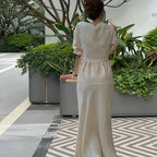 Women's Deep V-Neck Blouse with Ruffle Details