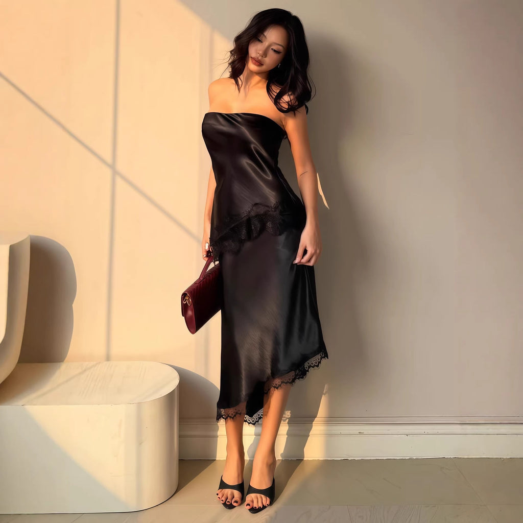 Women's Evening Dress with Lace Accents
