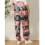 Women's Casual Pants with Modern Geometric Pattern and Elastic Waistband