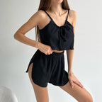 Women's Comfortable Shorts Set with Flowy Top and Elastic Waistband