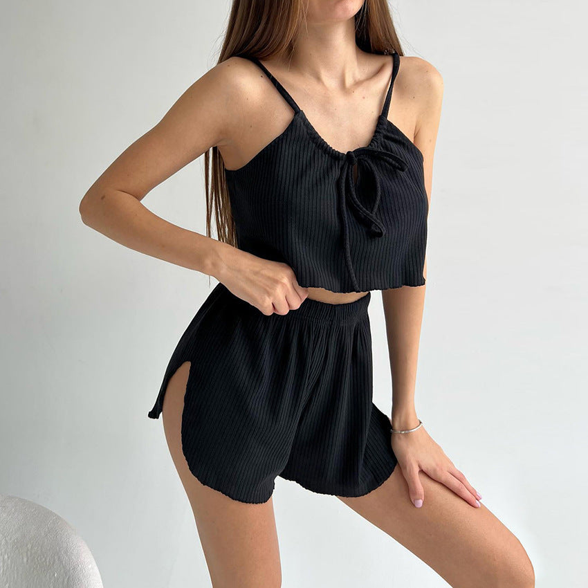 Women's Comfortable Shorts Set with Flowy Top and Elastic Waistband