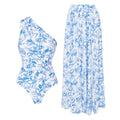 Women's Asymmetrical Swimsuit with Matching Maxi Skirt
