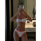 Women's Bandeau Bikini with Wave Pattern