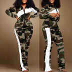 Denim-Style Tracksuit Set with Zipper