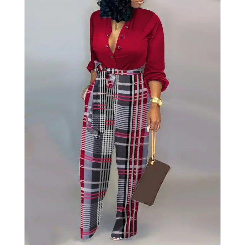 Women's Denim Jumpsuit with Fashionable Patchwork Design and Practical Pockets