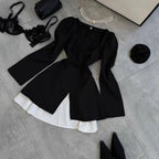 Women's Cocktail Dress with Puff Sleeves and Asymmetric Cut