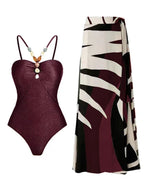 Women's Swimsuit with Trendy Cut-Out and Elegant Wrap Skirt