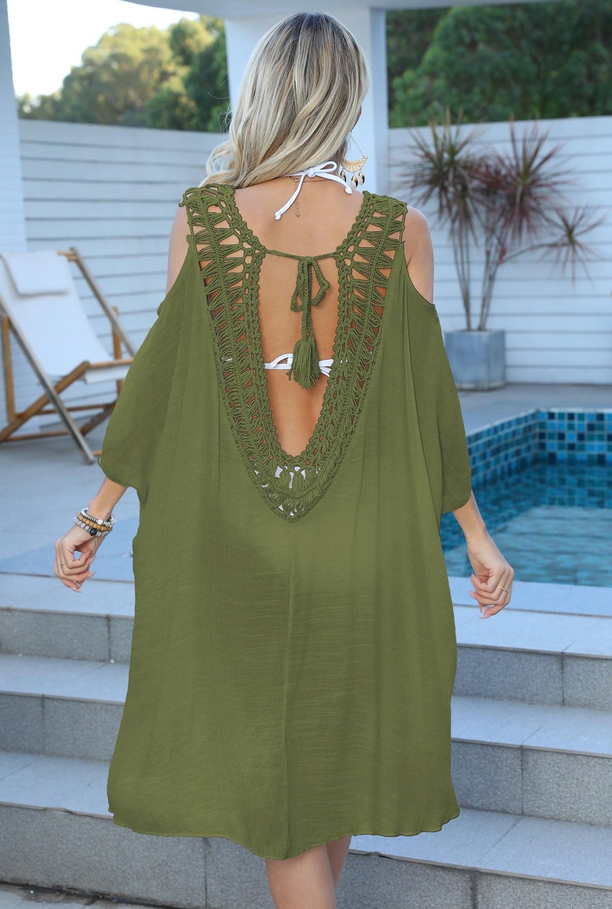 Women's Airy Beach Kimono with Decorative Crochet Accents