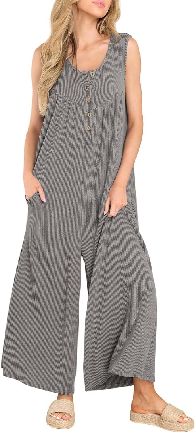 Women's Airy Jumpsuit with Button Details and Pockets