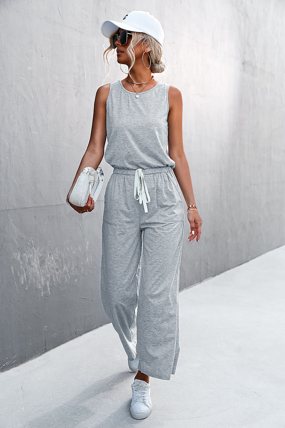 Women's Airy Wide-Leg Jumpsuit with Elastic Waist