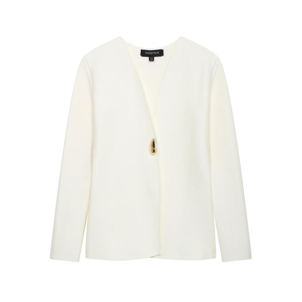 Women's Elegant Asymmetric Blazer with Statement Button