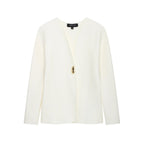 Women's Elegant Asymmetric Blazer with Statement Button