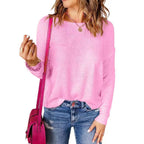 Women's Chunky Knit Sweater with Wide Fit and Decorative V-Neck