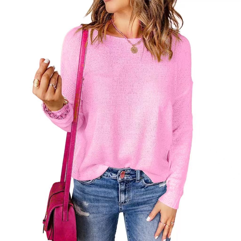Women's Chunky Knit Sweater with Wide Fit and Decorative V-Neck