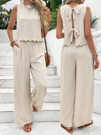 Women's Jumpsuit with Elegant Back Cutout and Wide Leg