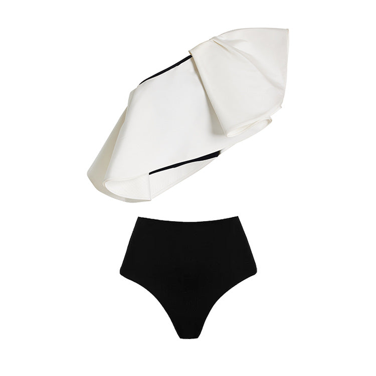 Women's Swimsuit Set with Fashionable Wrap Skirt and Elegant Ruffle Top