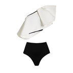 Women's Swimsuit Set with Fashionable Wrap Skirt and Elegant Ruffle Top