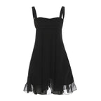 Women's Chiffon Dress with Flowing Hem and Sweetheart Neckline