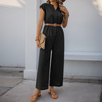 Elegant Wide-Leg Jumpsuit with Adjustable Belt