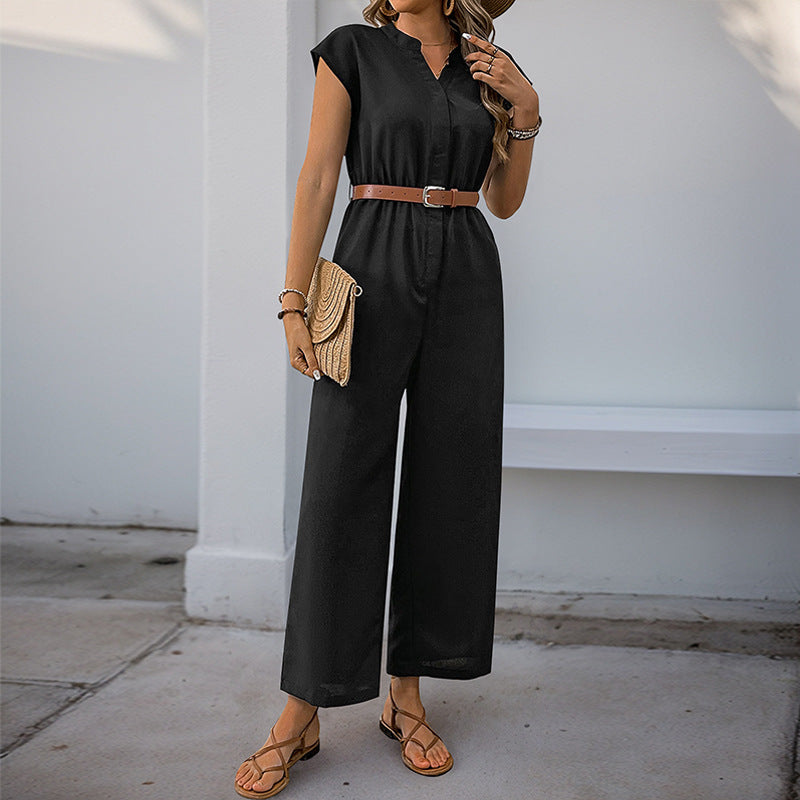 Elegant Wide-Leg Jumpsuit with Adjustable Belt