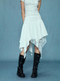 Women's Asymmetrical Lace Skirt with Ruching