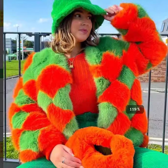 Women's Plus Size Faux Fur Coat