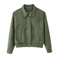 Elegant Women's Suede Jacket with Practical Pockets