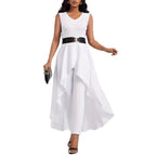 Women's Elegant Jumpsuit with Asymmetric Skirt and Deep V-Neck