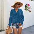 Women's Patterned V-Neck Blouse