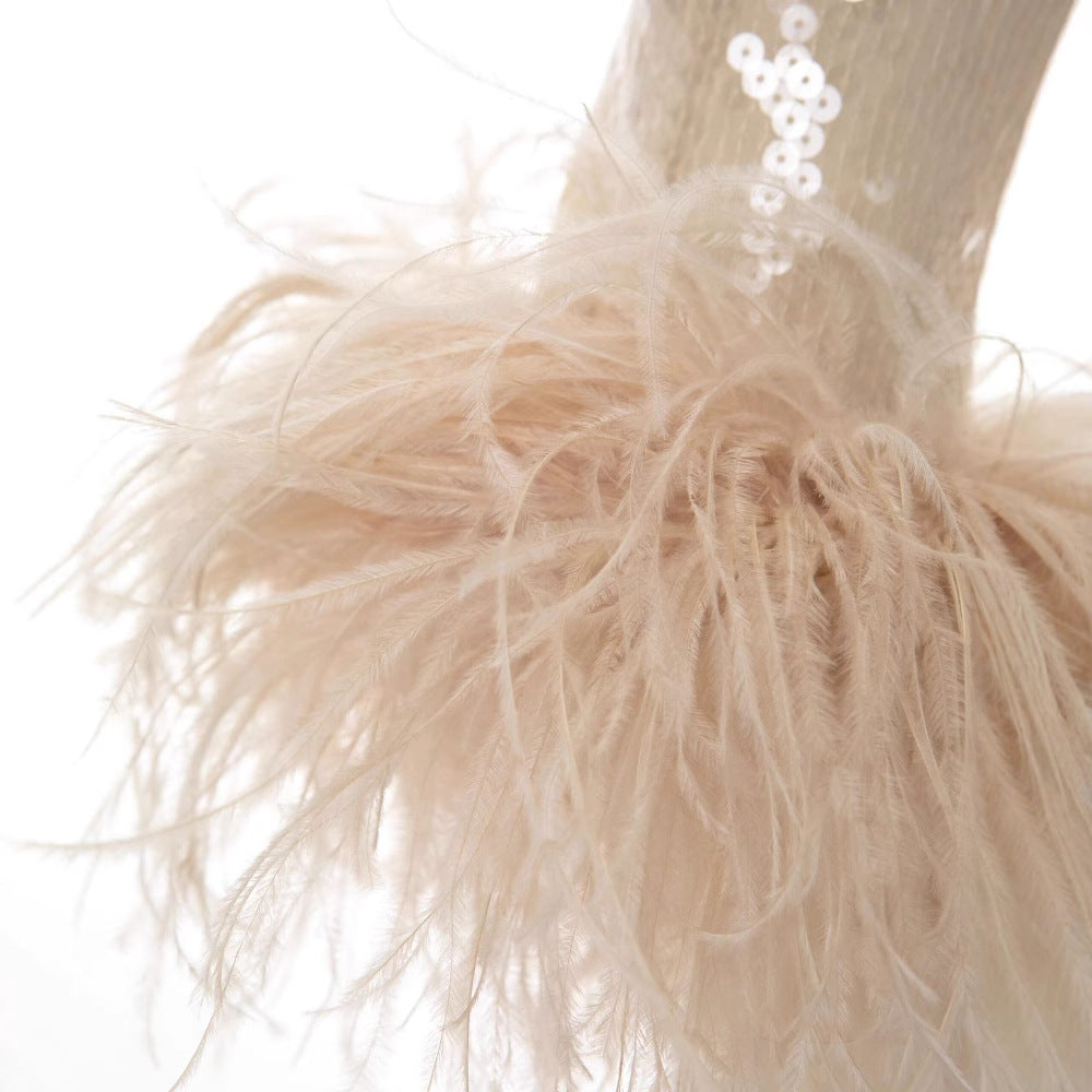 Women's Elegant Blouse with Feathers