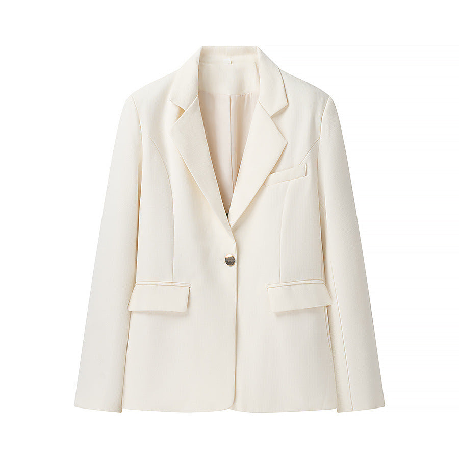Women's Elegant Blazer Jacket with Textured Design and Practical Pockets