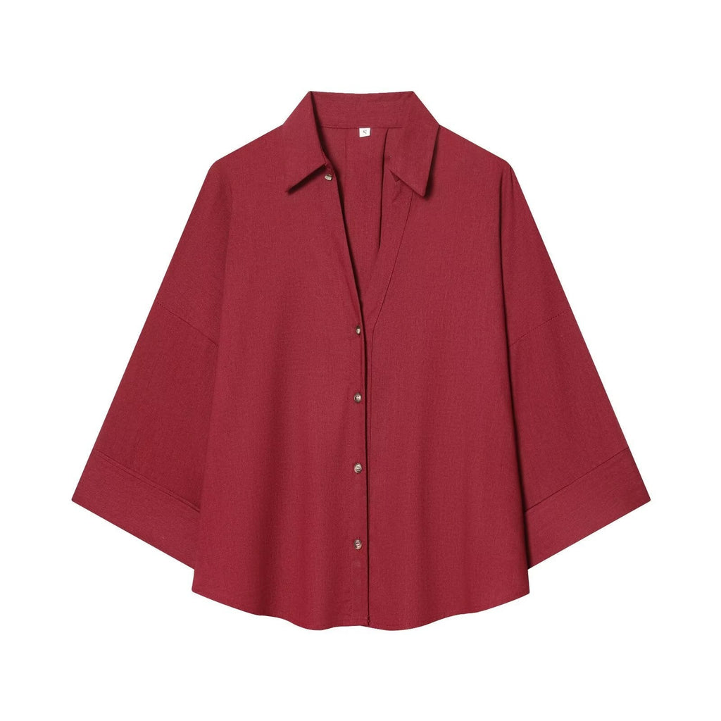 Women's Shirt Blouse with Casual Cut and Elegant 3/4 Sleeves