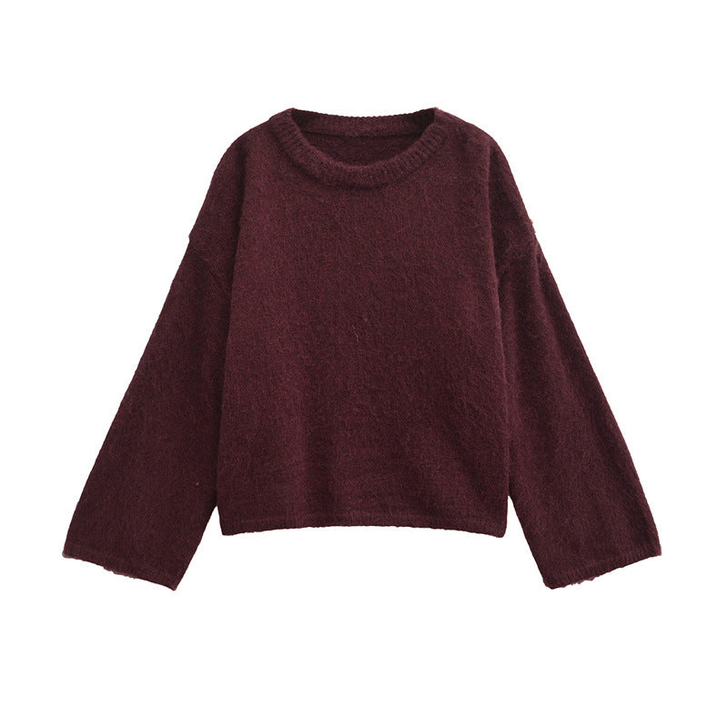 Women's Chunky Knit Sweater with Relaxed Fit and Wide Crew Neck