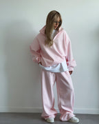 Women's Cozy Fleece Loungewear Set with Stand-Up Collar