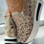 Women's Breathable Slip-On Sneakers with Glitter Pattern