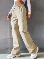 Women's Cargo Pants with Elastic Waistband and Practical Side Pockets