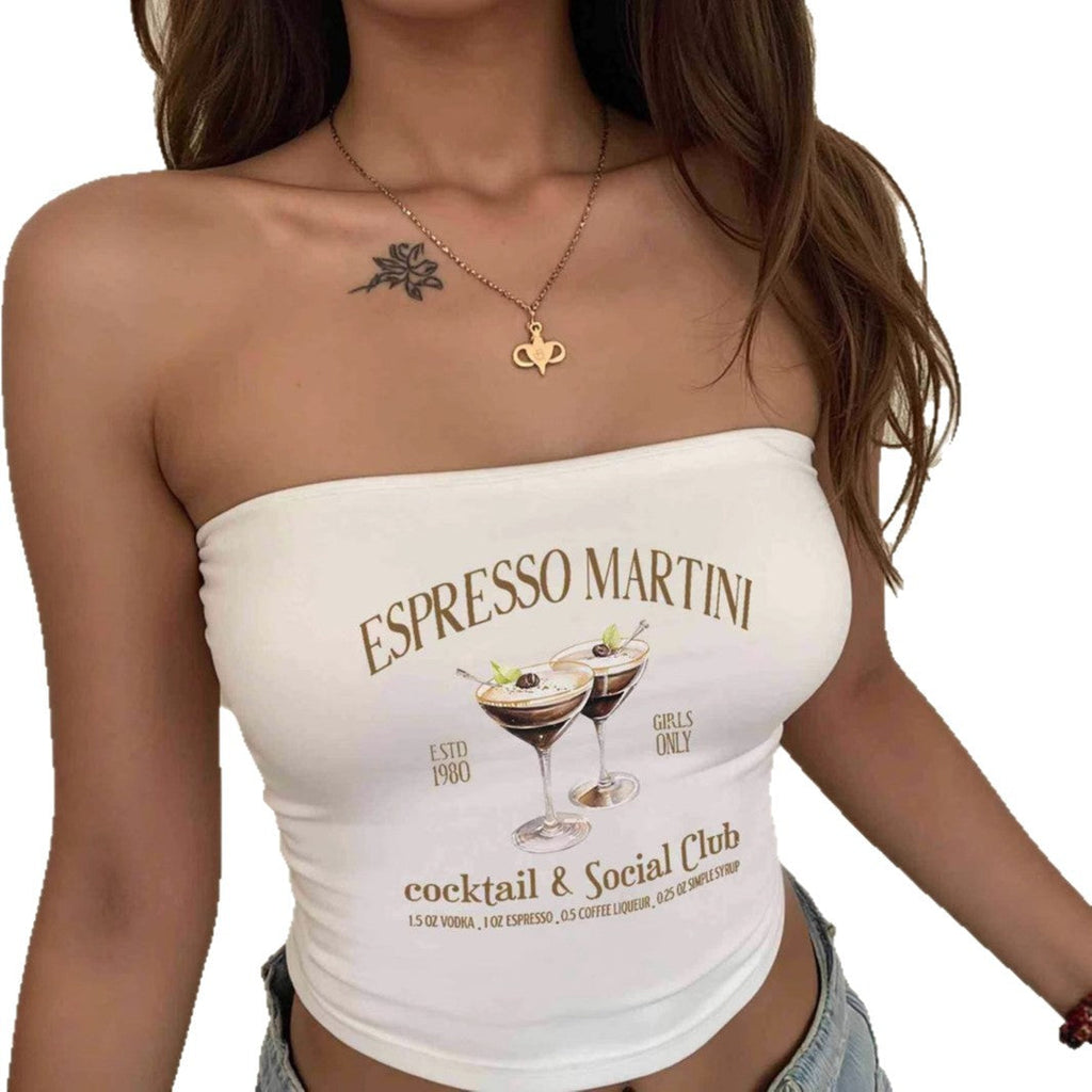 Women's Bandeau Top with Espresso Martini Print