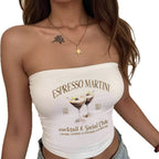 Women's Bandeau Top with Espresso Martini Print
