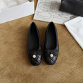 Women's Ballet Flats with Decorative Strap and Pearl Appliqué