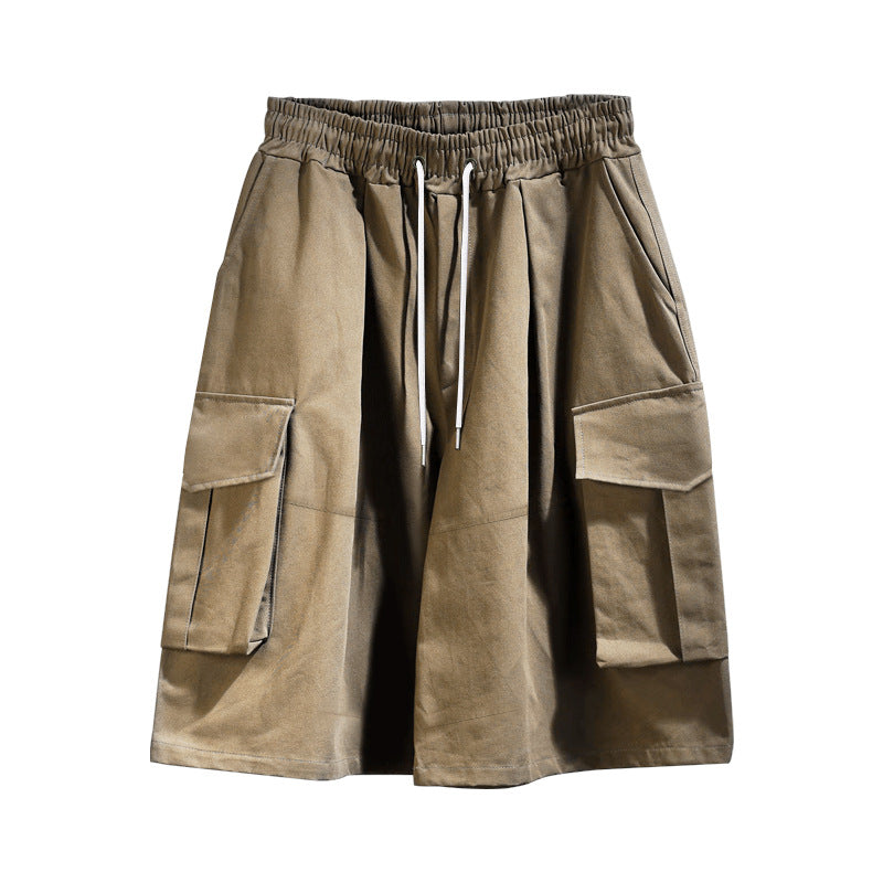 Cargo Midi Skirt with Elastic Drawstring Waist and Patch Pockets