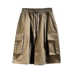 Cargo Midi Skirt with Elastic Drawstring Waist and Patch Pockets